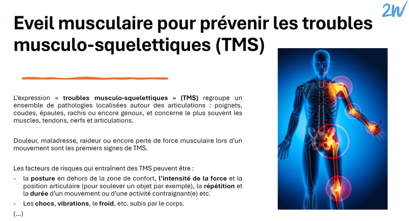 Eveil musculaire pour prévenir les TMS